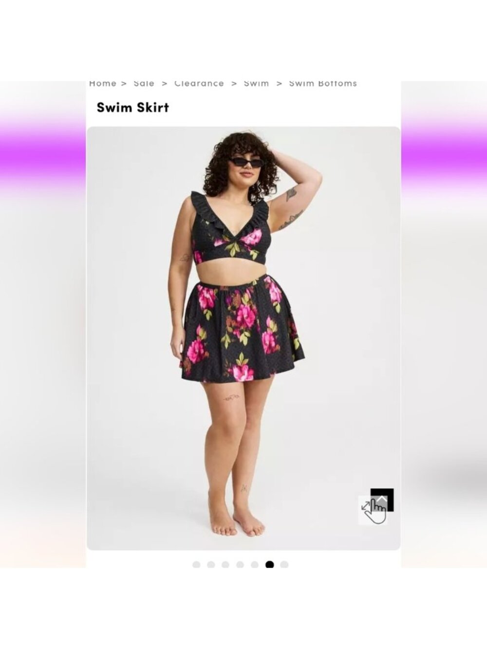 Torrid Wireless Floral Ruffle Bikini Top & Swim Skirt With Bottoms NWT Sz 4x - Picture 2 of 16